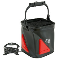 Bac Nada Pliabil Carp Expert Water Bucket + Cord/Clip, Rosu/Negru, 22x22x25cm