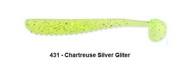 REINS Aji Ringer Shad 1.5" Culoare 431 - Chartreuse Silver Gliter