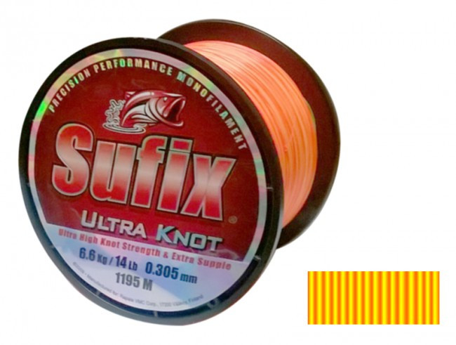 Fir Monofilament Sufix Ultra Knot Yellow/Orange, 0.30mm 6.60kg 1195m	