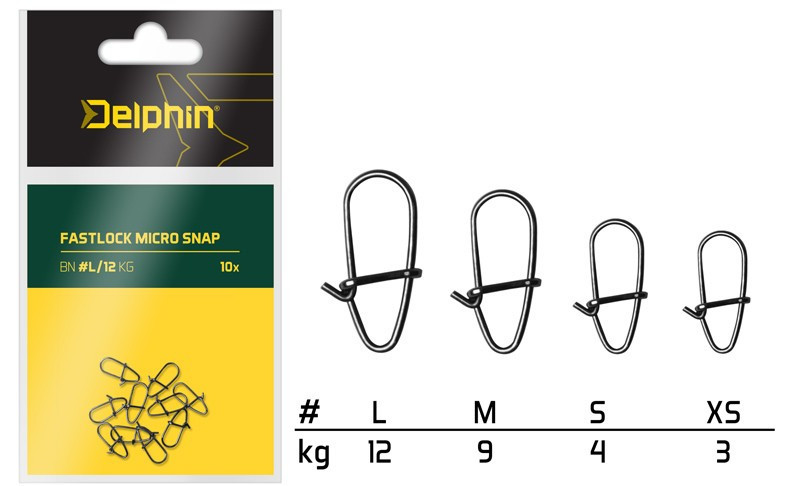 Agrafa Delphin Fastlock Micro Snap, Black Nickel, 10buc/plic Marime: M 9kg	