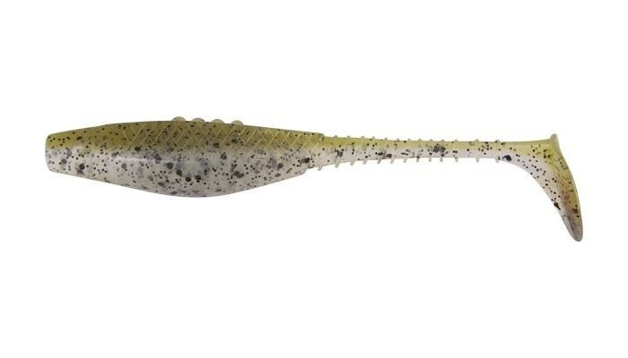Shad Dragon Belly Fish Pro, 4" 10cm, 6g, 3buc/plic Clear/Olive - Black Glitter