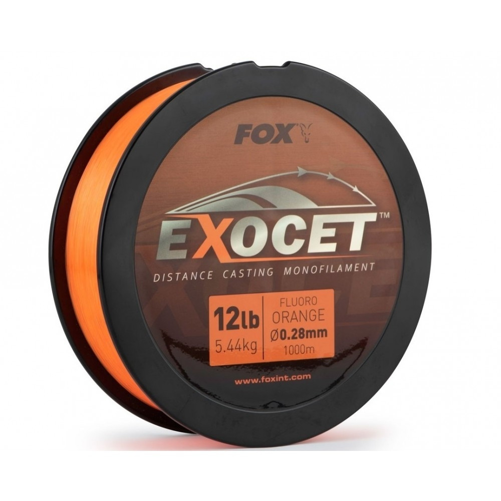 Fir Monofilament FOX Exocet Distance Casting, Fluoro Orange, 1000m 0.28mm 5.44kg	