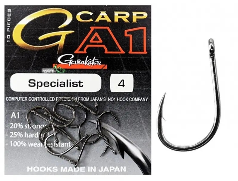 Carlige Gamakatsu A1 G-Carp Specialist, Black, 10buc/plic Nr.6