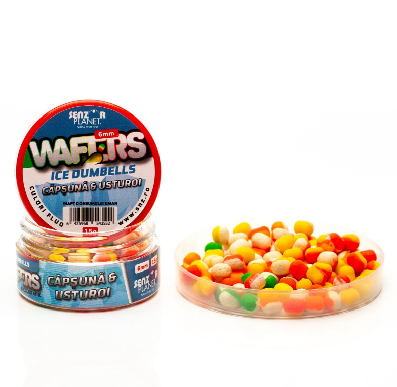 Wafters Senzor Planet Ice Dumbells Capsuna & Usturoi (Mix Bicolor), 6mm, 15g