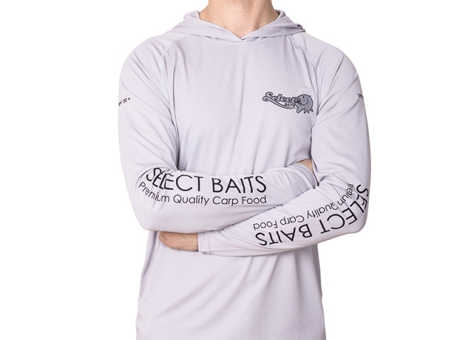 Select Baits UV Long Sleeve Hoodie UPF 50+ Light Grey marime: L