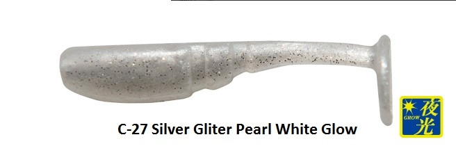 Naluca Tict Bomb Shad 1.5" Culoare C-27 Silver Gliter Pearl White Glow